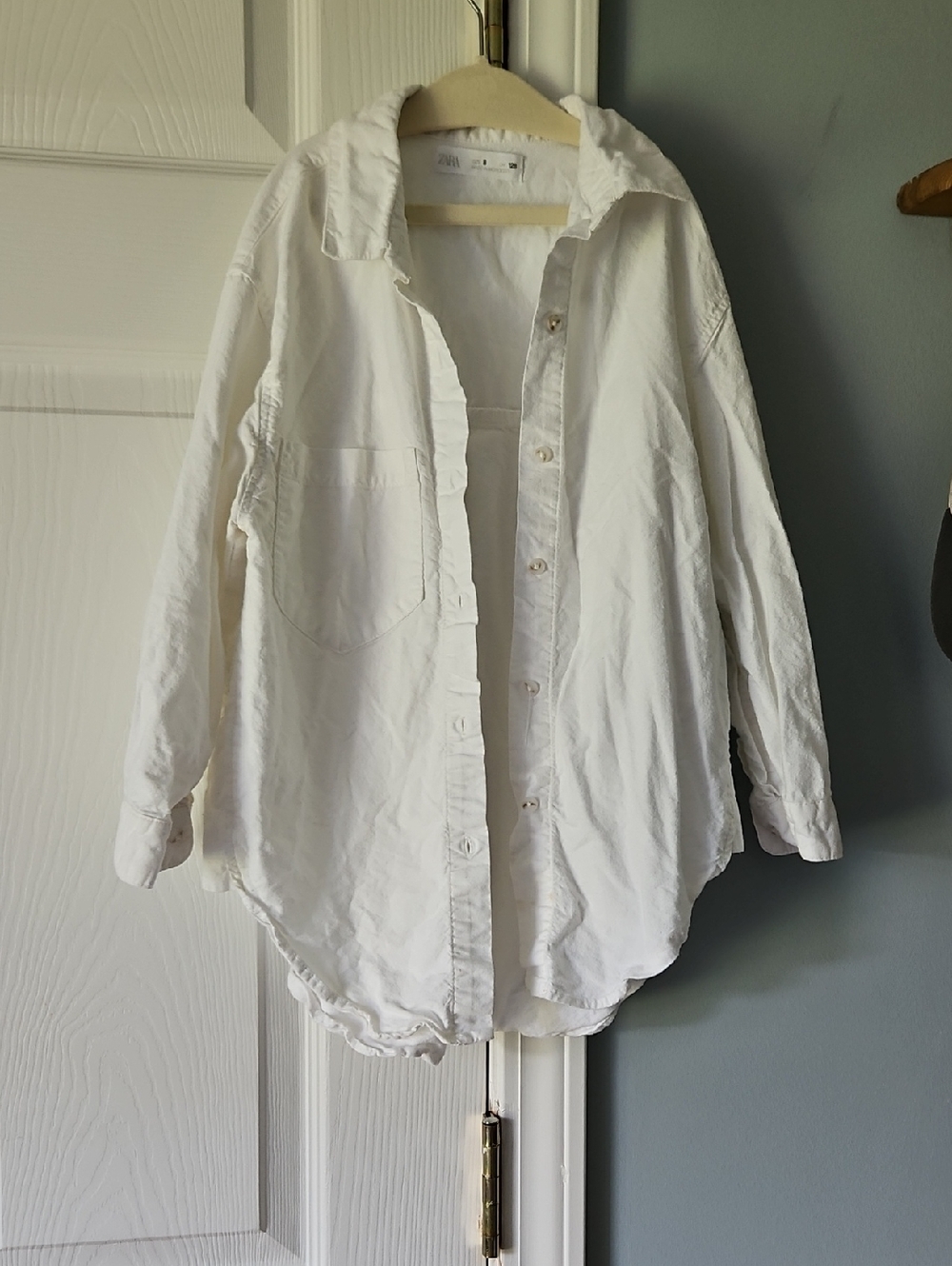 Zara White Cotton Button-Up Shirt